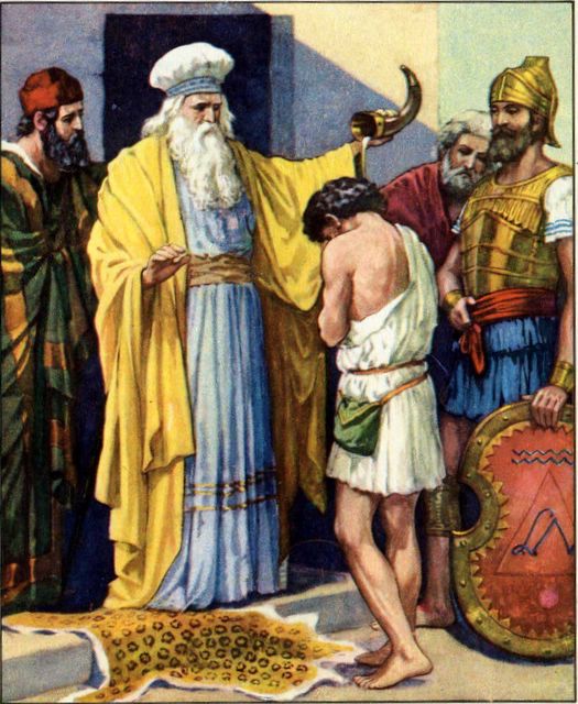 samuel bringing gods message to a boy of bethlehem
